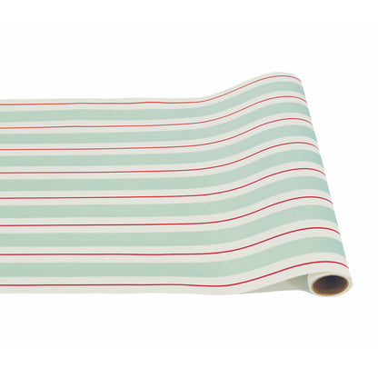 A Seafoam &amp; Red Awning Stripe Runner by Hester &amp; Cook perfect for entertaining.
