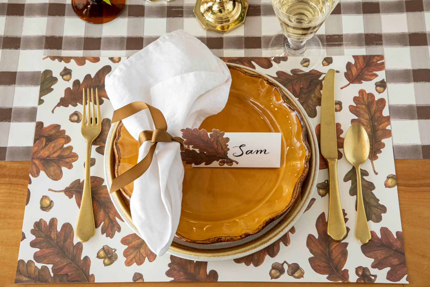 The Autumn Leaves Placemat in a place setting.