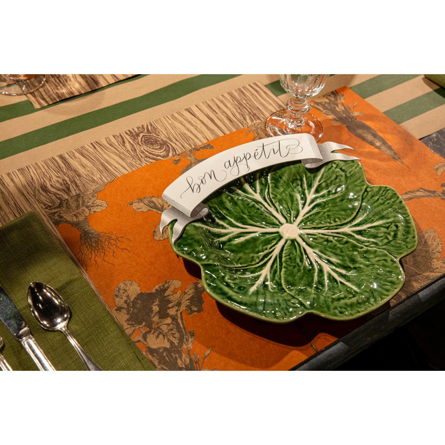 The Oak Placemat under a fall-themed place setting.