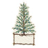 A die-cut illustration of a cedar sprig in the shape of an evergreen tree on top of a frame made of twigs, providing space for personalization.