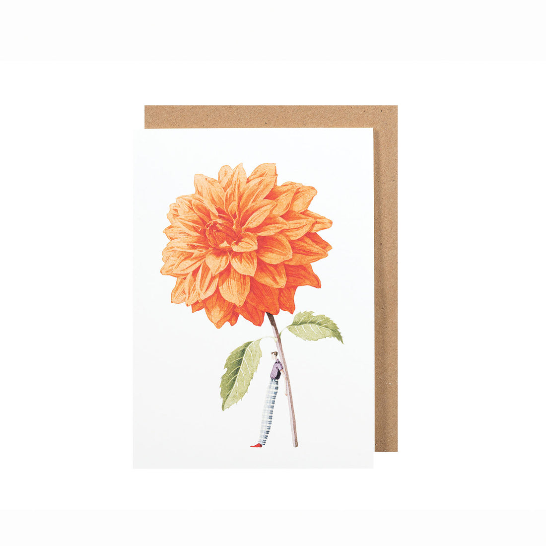 A Orange Dahlia Greeting Card with a flower on it by Hester &amp; Cook.