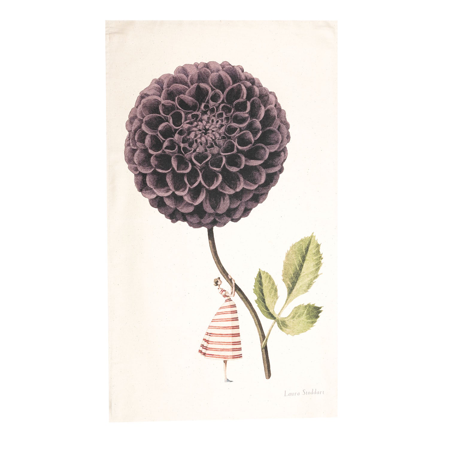 In Bloom Single Purple Dahlia Linen Tea Towel