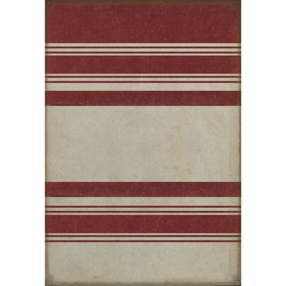Organic Stripes Red &amp; White Vinyl Rug - Pattern 50