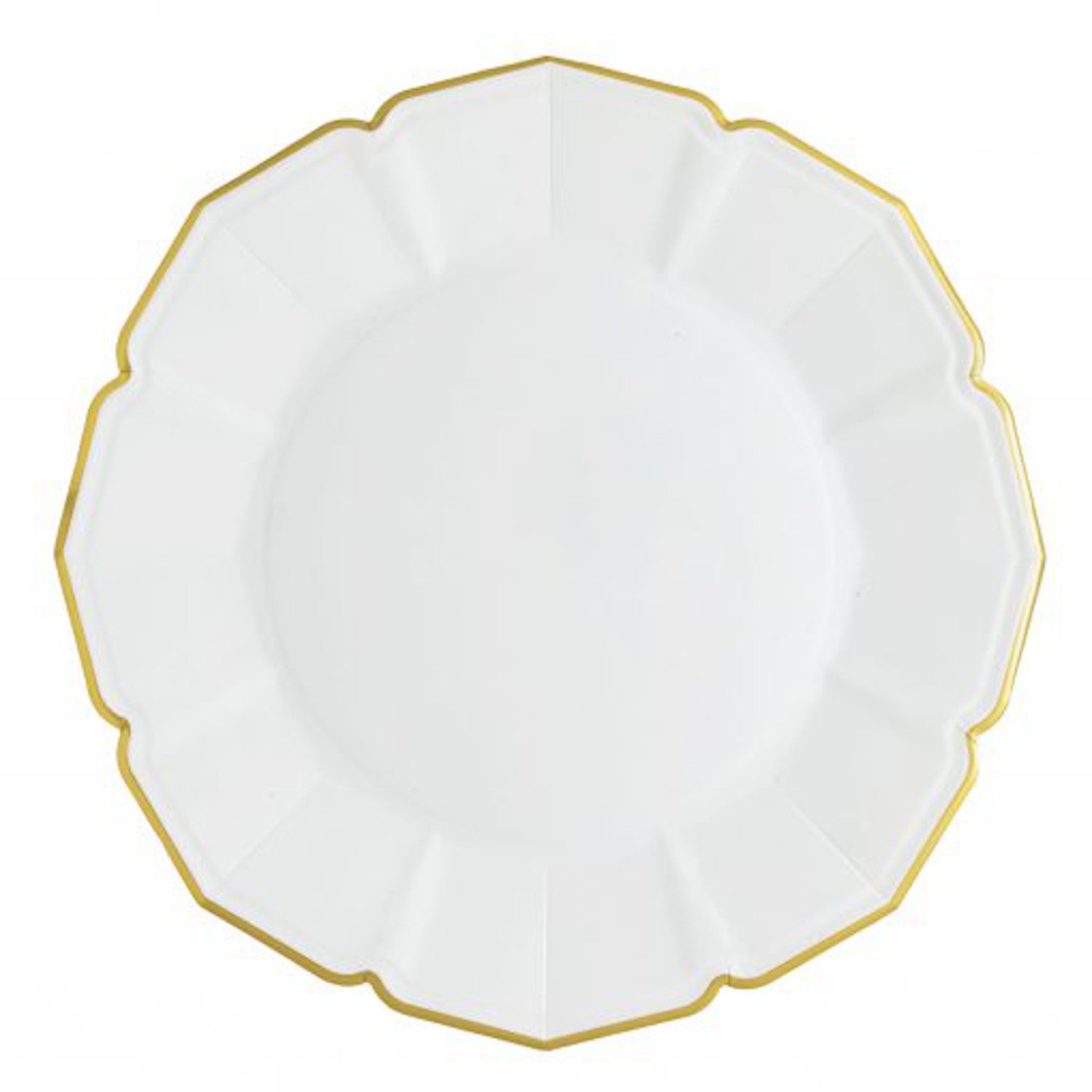 A White Scalloped plate with gold rim from Eid Creations.