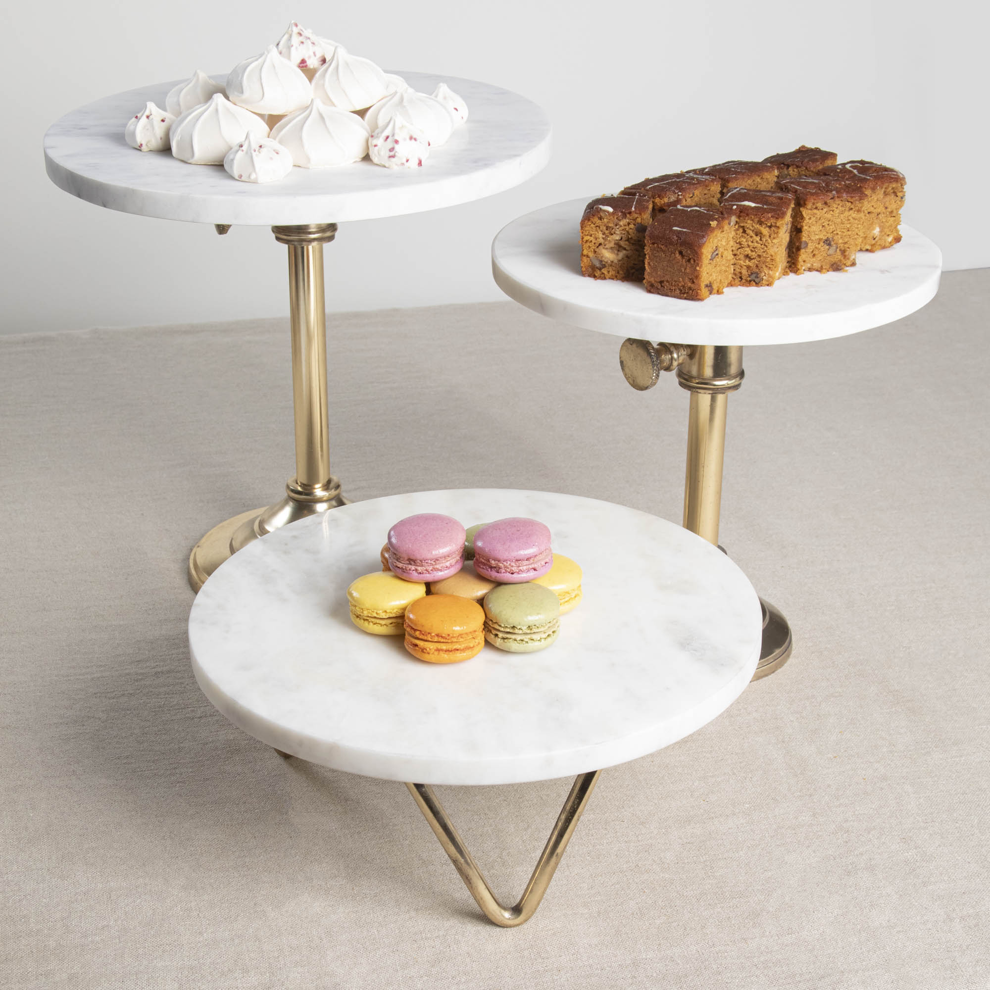Macarons on a Bidk Home Marble &amp; Brass V-Base Trivet/Cake Plate.