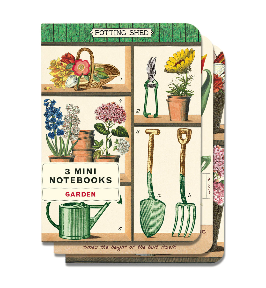 Potting birds vintage artwork Gardening 3 Mini Notebooks set for garden by Cavallini Papers &amp; Co.