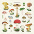 Cloth napkin with various mushroom illustrations