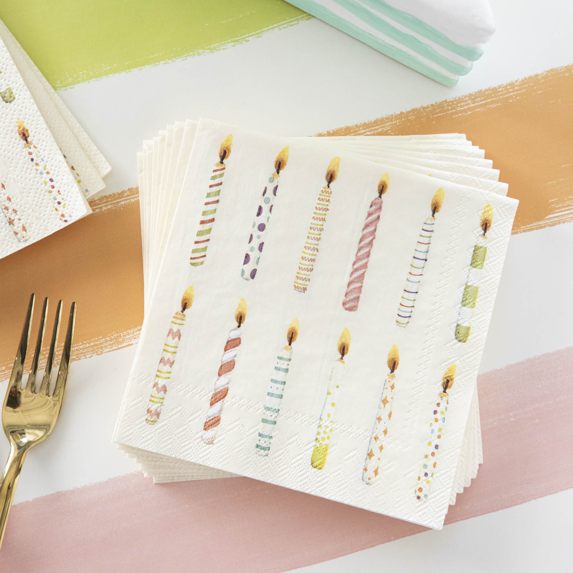 These Birthday Candles Napkins, designed by Hester &amp; Cook, feature adorable candles, making them the perfect addition to any birthday celebration.