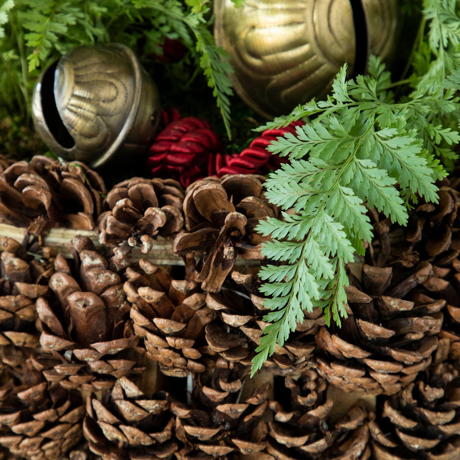 A close up of the pinecone bowl edge to show the pinecone details.