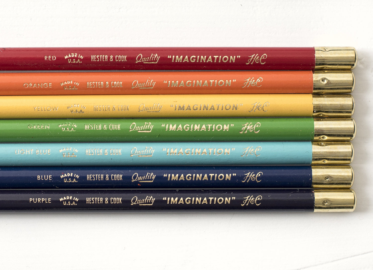 Close up detail of the ends of colored pencils. 