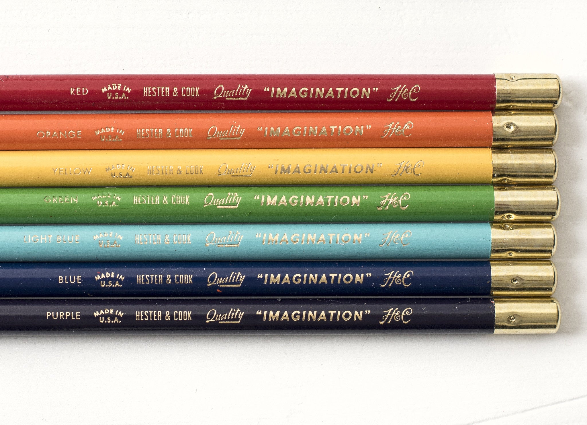 Close up detail of the ends of colored pencils. 