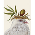 A painting of a white dove with an olive on its head, representing an original artwork by Hester & Cook&