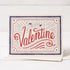 Custom Be Mine, Valentine Card with red, white, and blue lettering by Hester & Cook.