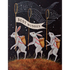 A whimsical illustration of three white rabbits walking in a line, catching stars out of the night sky with nets and collecting them in woven baskets on their backs; one net pole has a banner reading "BEST WISHES" trailing behind. 