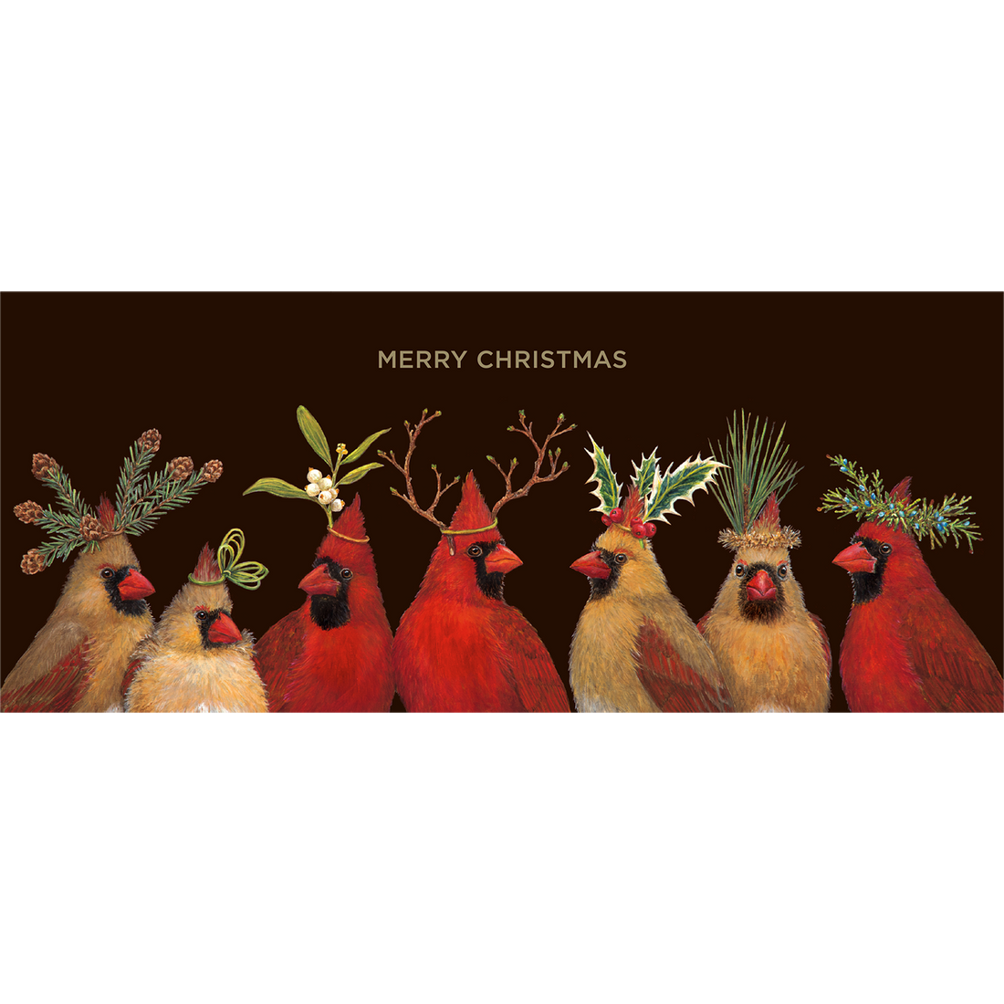 Christmas Cardinal Card - Gold Foil (Single Card)