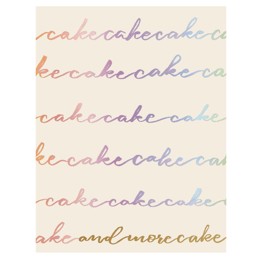 Indulge your sweet tooth with the Hester &amp; Cook And More Cake Card, a watercolor letterpress greeting card that features a delightful cake motif. The card is beautifully adorned with foil lettering, adding an extra touch of elegance.