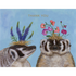 Whimsical artwork featuring two grateful badgers with flowers on their heads on a Hester & Cook Thank You Badger Sisters Card.