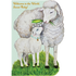 A whimsical illustration of a fluffy white sheep holding a sprig of flowers over the head of a small white lamb wearing a bell around its neck, with "Welcome to the World, Sweet Baby!" printed in gold across the top of the card.