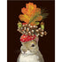A Hester & Cook Autumn Squirrel Card featuring a squirrel wearing a hat adorned with leaves and pine cones.