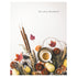 A photo of a dense spray of various fall foliage, dried fruits, and a cup of tea packed into the lower third of a white background, with "{so very thankful}" printed across the top of the card.