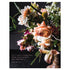 A close-up photo of a lovely bouquet in shades of muted peach, white and soft green on a dark gray background, with "{it&