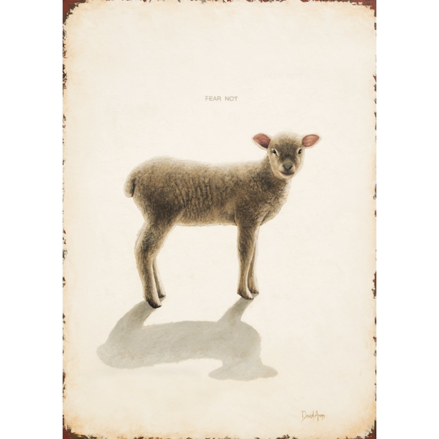 A Hester &amp; Cook Fear Not (Lamb) Card fear not standing in front of a shadow, symbolizing hope and healing in the world.