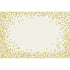 White paper placemat with gold confetti dots scattered around the perimeter of placemat.