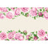 A paper runner roll with large, pink, illustrated peony blooms and green leaves decorating both edges of the runner, leaving the white background open down the middle for a personalized message.
