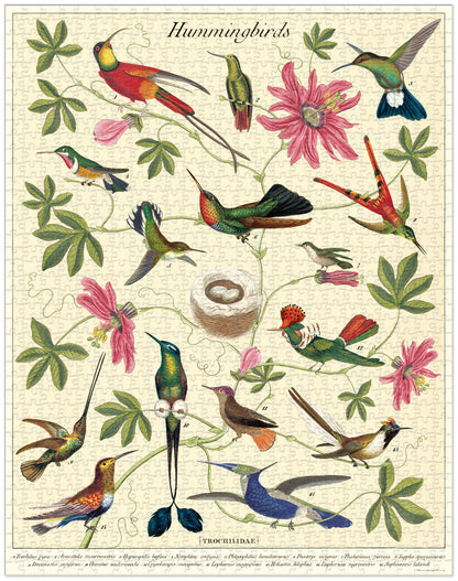 Cavallini Papers &amp; Co Hummingbirds Puzzle with vintage illustrations.