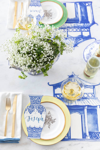 Add an elegant touch to your Chinese New Year tablescape with beautiful Die-cut Pagoda Placemats from Hester &amp; Cook.