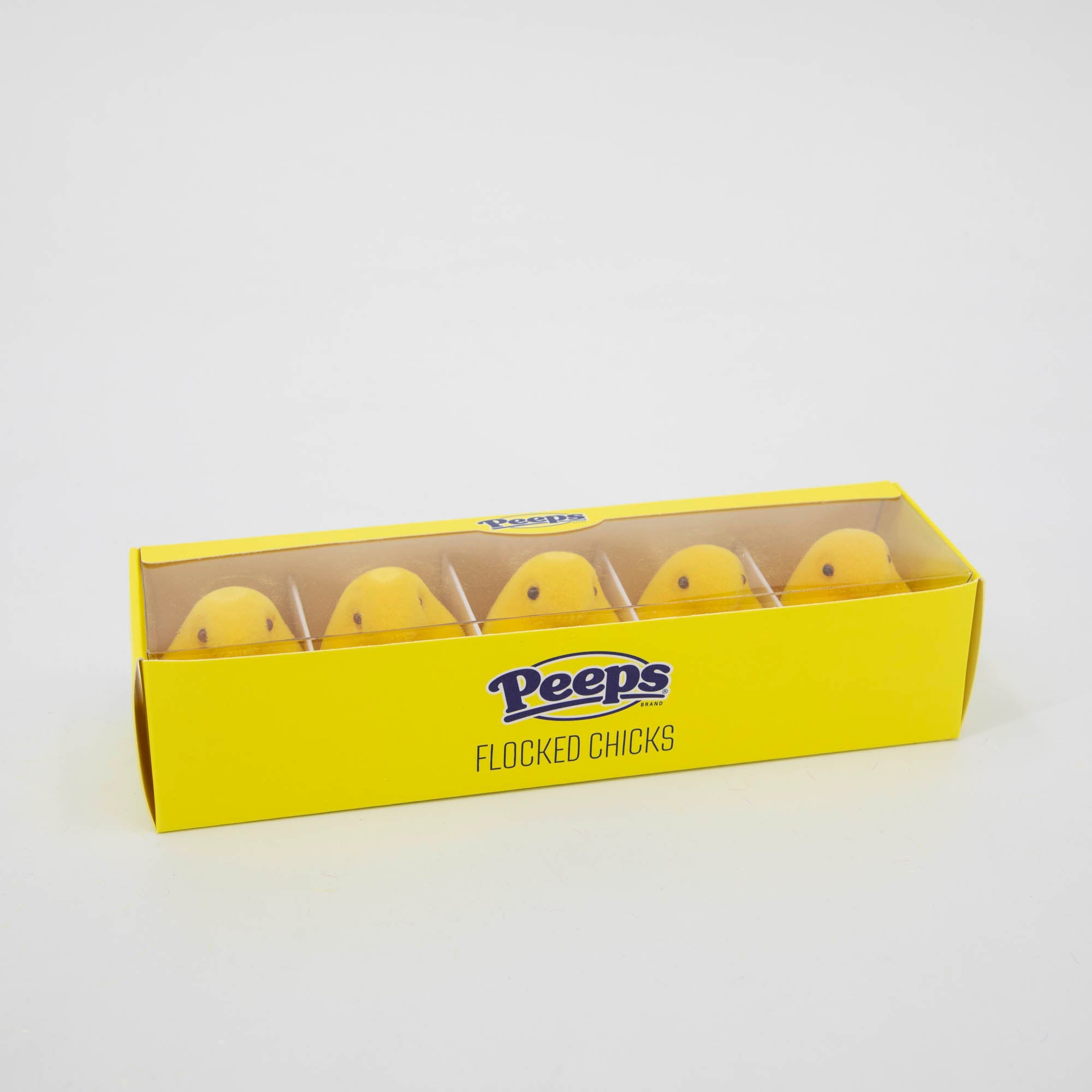 A boxed set of yellow Glitterville PEEPS® Chicks, marshmallow candies with four cute yellow ducks.
