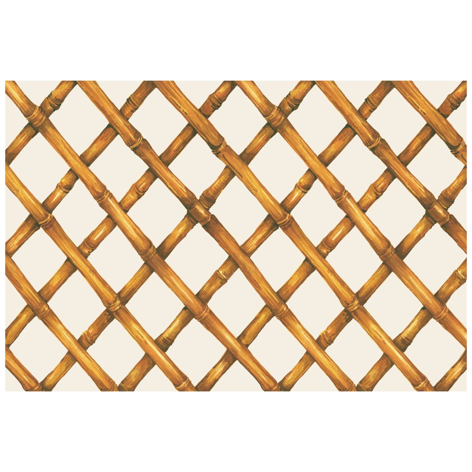A diagonal woven bamboo pattern in tan on a white background.