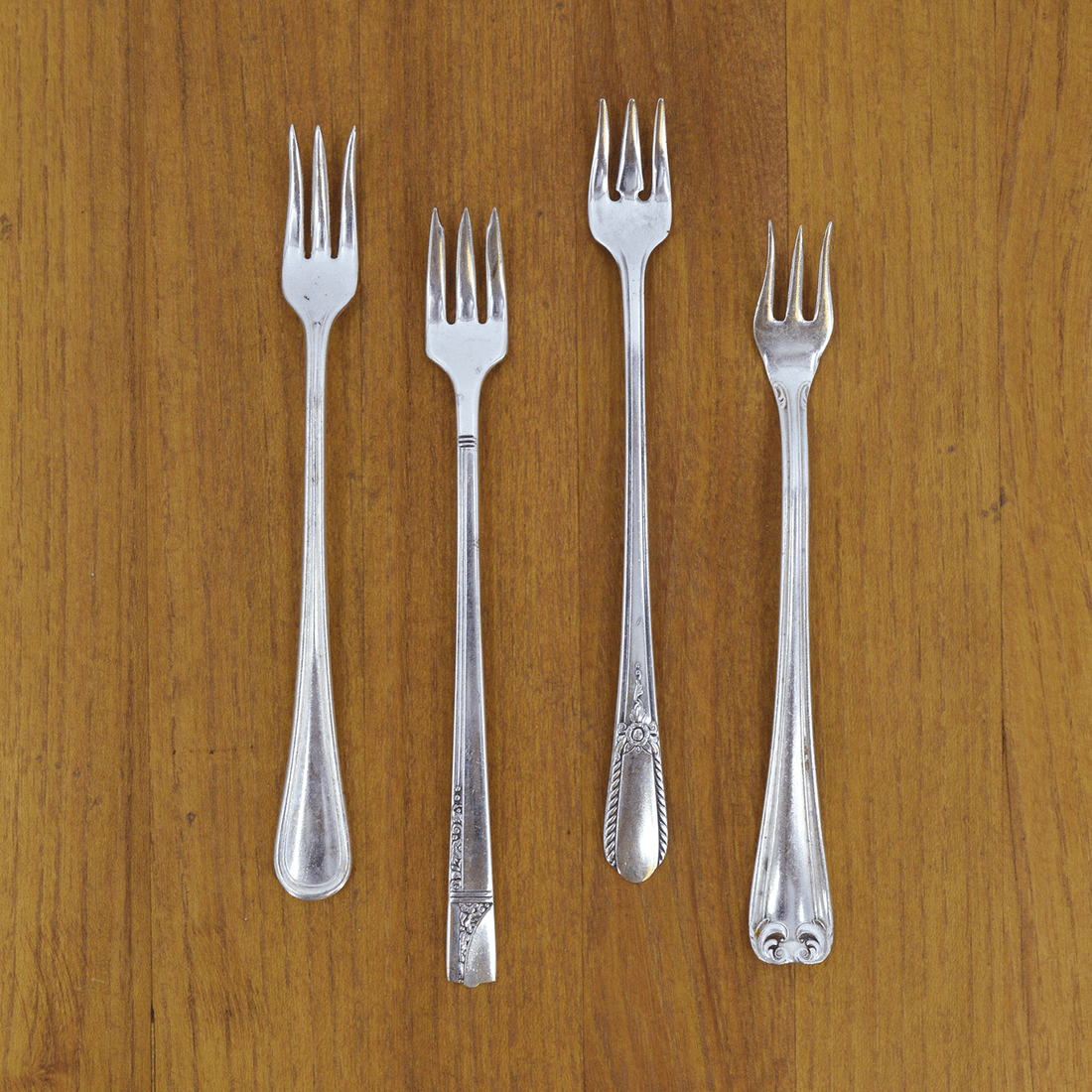 Vintage Silver-Plate Seafood Fork Set of Four