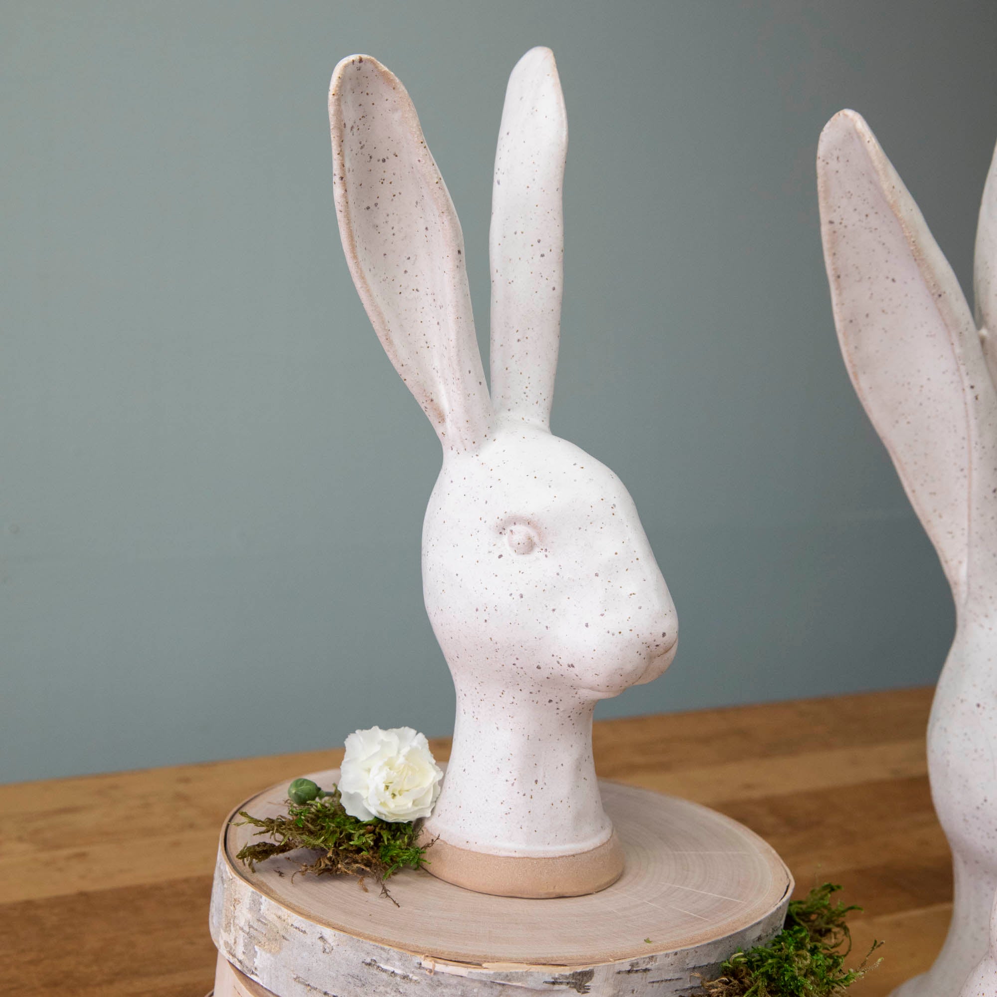 Matte White Ceramic Hares