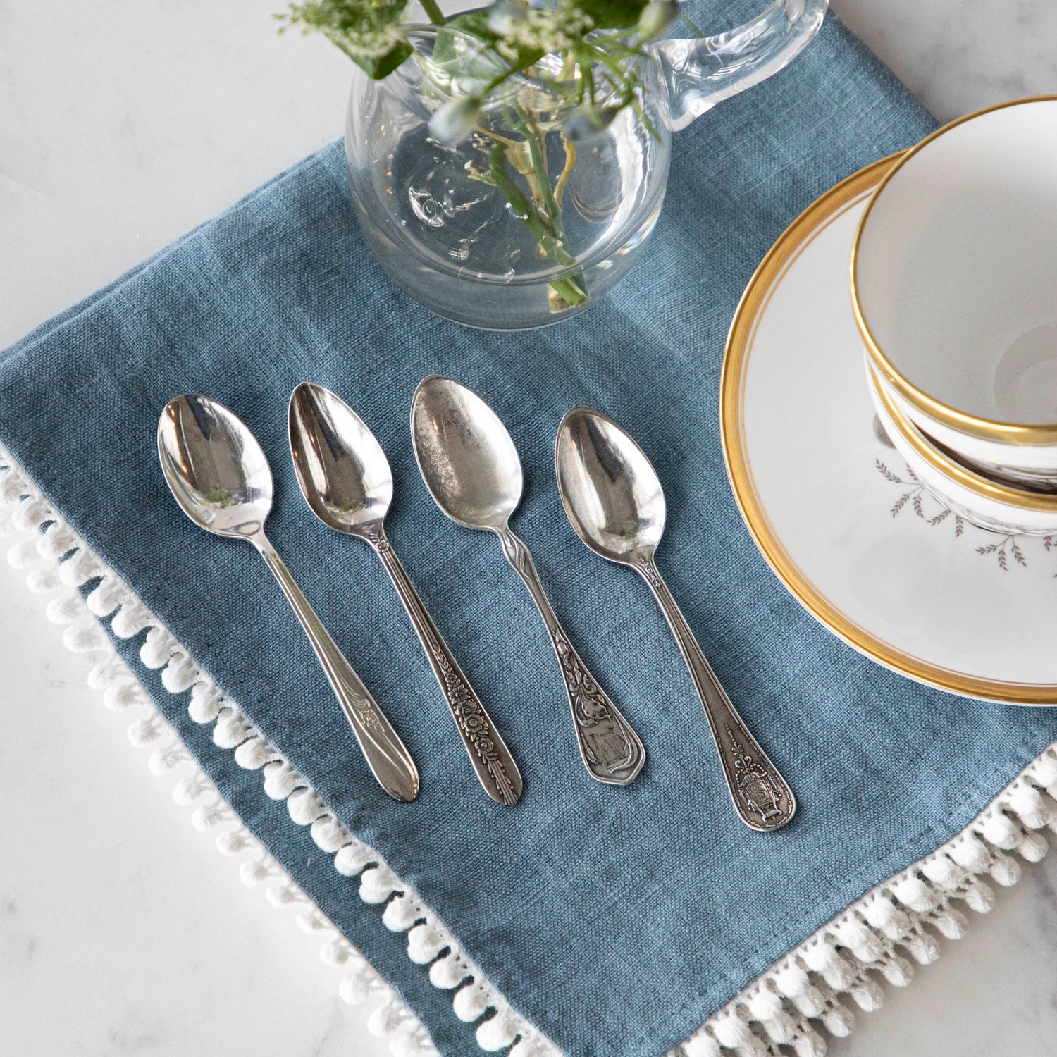 Vintage Silver-Plate Demitasse Spoon Set of Four