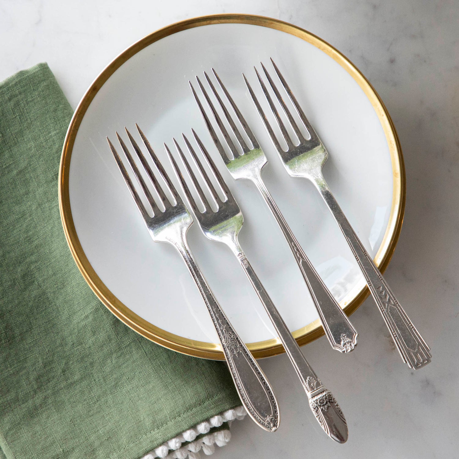 Vintage Silver-Plate Dinner Fork Set of Four