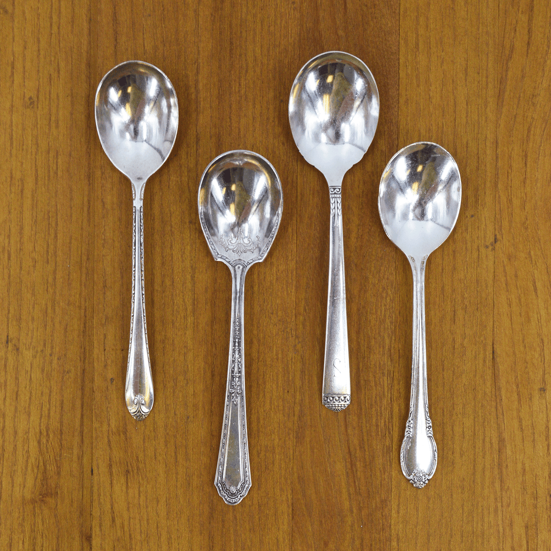 Vintage Silver-Plate Sugar Spoon Set of Four