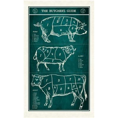 The Cavallini Papers &amp; Co. Butchers Guide Tea Towel.
