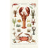 An Crustacean Cavallini Papers & Co tea towel with lobsters and crabs on it, made from natural cotton.