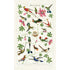 A colorful Hummingbirds Tea Towel drawing on a natural cotton English tea towel by Cavallini Papers & Co.