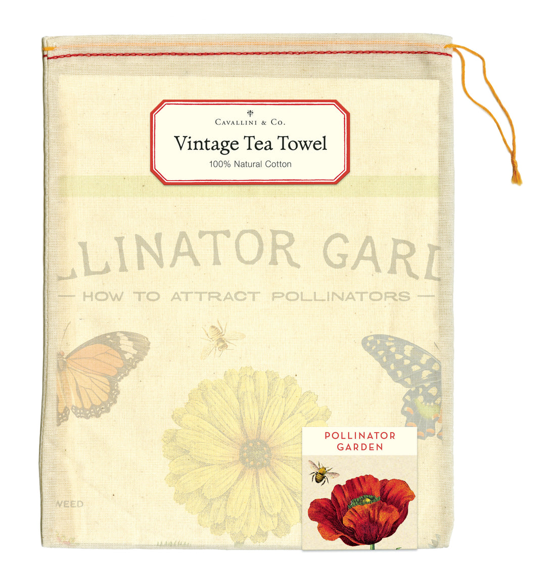 Cavallini Papers &amp; Co. Pollinator Garden Tea Towel