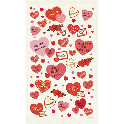 Cavallini Papers &amp; Co Valentine Hearts Tea Towel crafted from natural cotton. A perfect addition to any kitchen, this charming English tea towel showcases intricate love-themed designs.