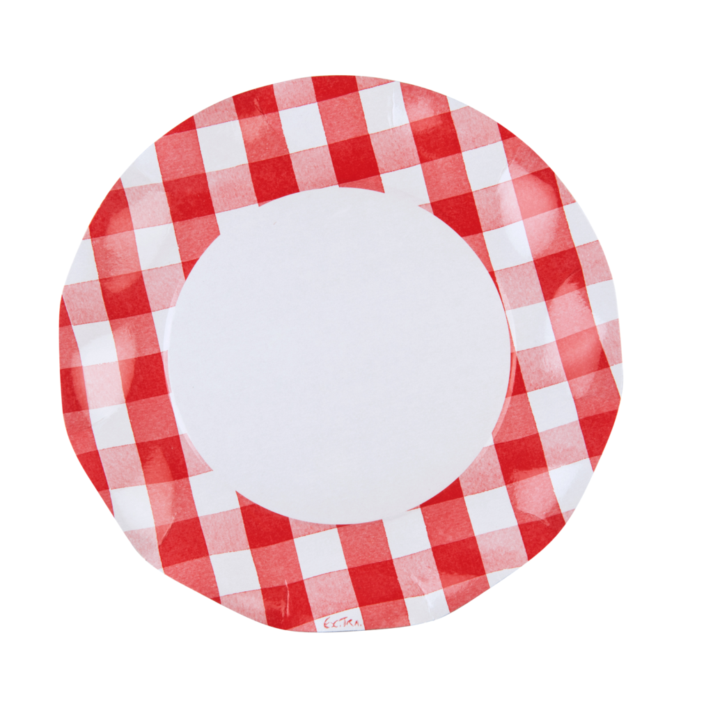 Red Gingham Wavy Paper Dinner Plate