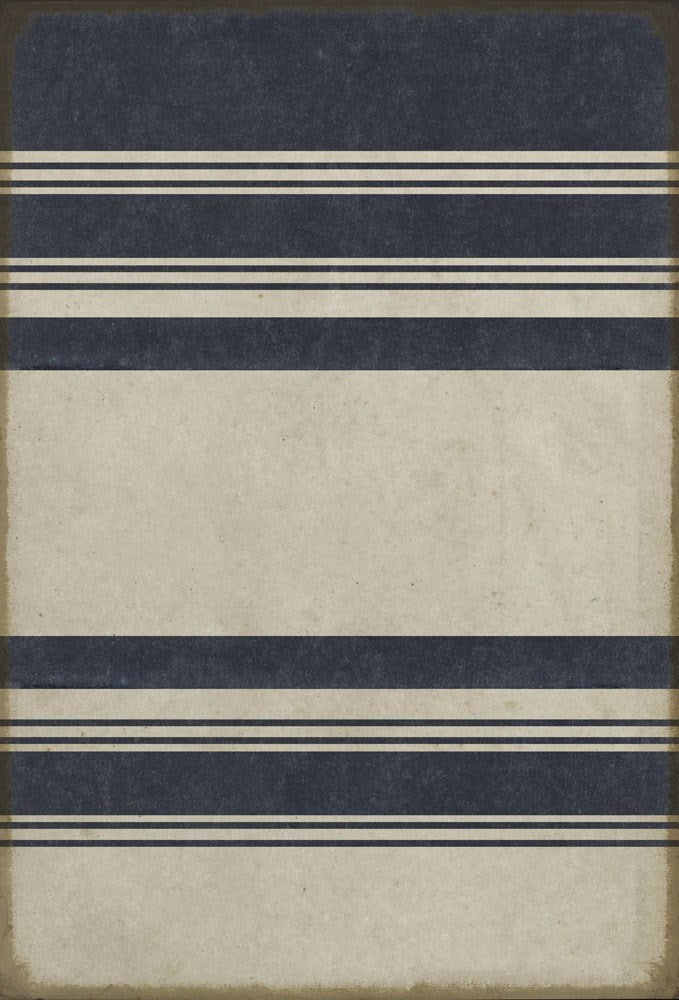 Organic Stripes Blue &amp; White Vinyl Rug - Pattern 50