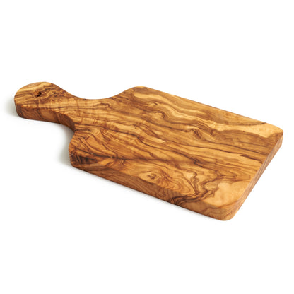 A Natural Olivewood Cheese Board on a white background, perfect for cheese slicing or serving hors d&