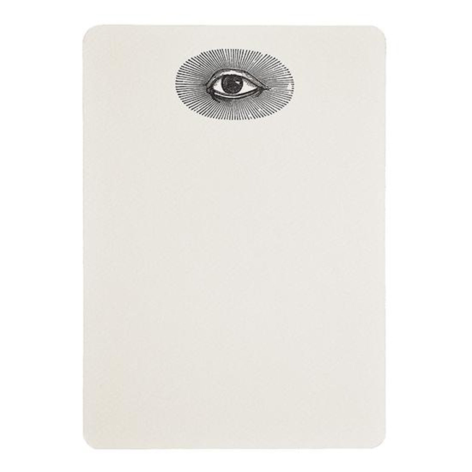 A Mystic Eye- Boxed Tails notecard featuring a single eye illustration at the top center, crafted by Folio Press &amp; Paperie.