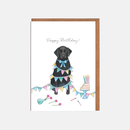 Labrador and Bunting Birthday Card