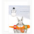 A Bunny Stealing a Carrot Set of 6 Cards from Dear Hancock featuring a drawing of a rabbit holding a carrot with a snowman in the background and the text "have a very merry Christmas.