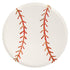 Decorative sustainable FSC Baseball Plates with a simple red and yellow leaf motif, enhanced with gold foil accents from Meri Meri.