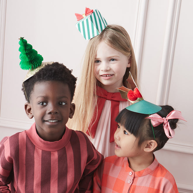 Children wearing Mixed Christmas Party Hats